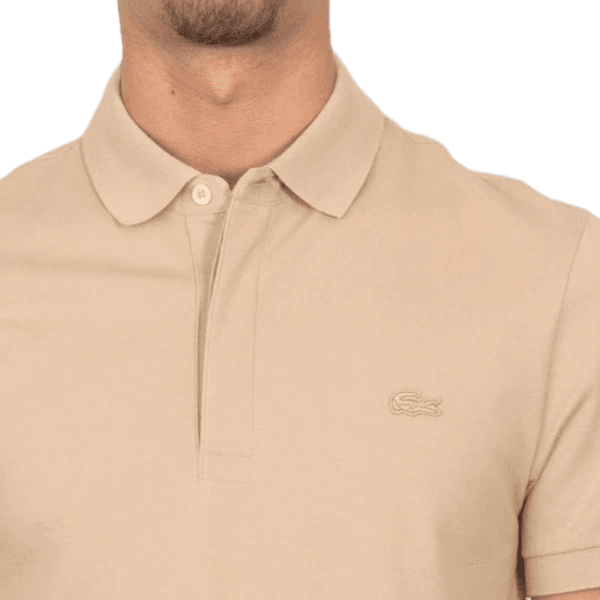 Lacoste Men's Classic Slim-Fit Polo Shirt in Beige with Embroidered Crocodile Logo