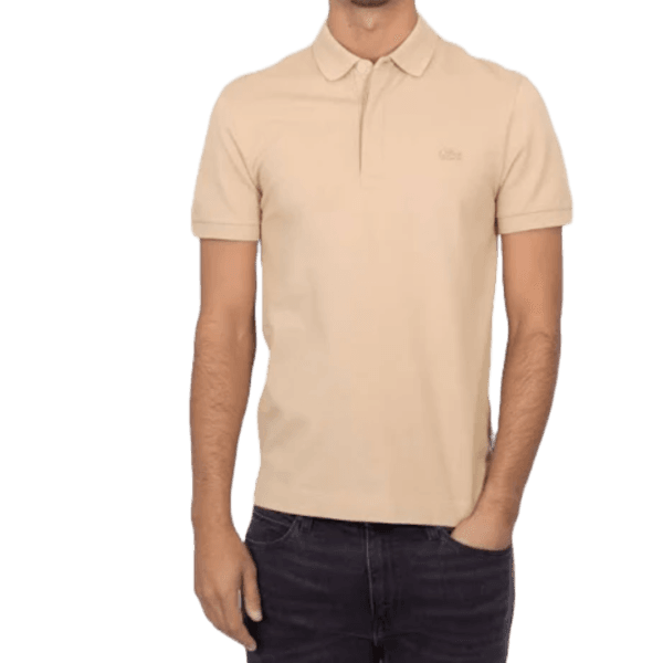 Lacoste Men's Classic Slim-Fit Polo Shirt in Beige with Embroidered Crocodile Logo